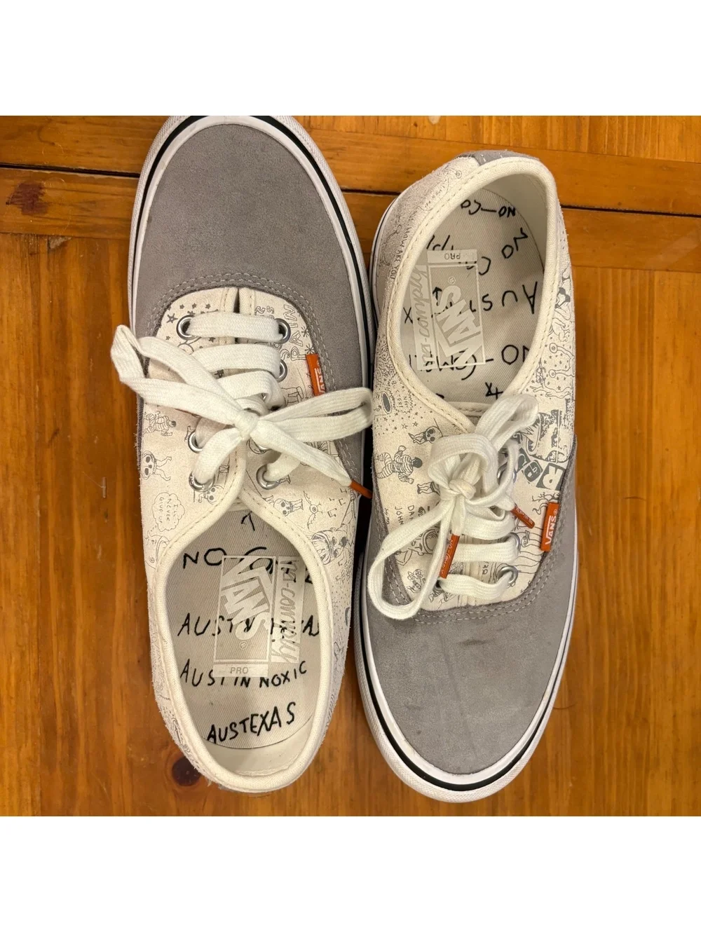 Vans x Daniel Johnston No Comply Gray Cream Lace Up Skate Shoes Men's 8.5 Doodle